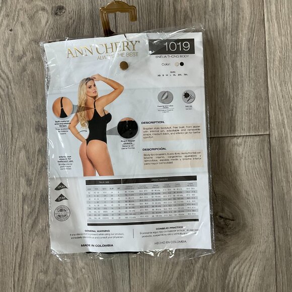 Ann Chery 1019 Powernet Bodysuit Body Shaper Enelia Thong Sz 38 Black Shapewear - Picture 2 of 6